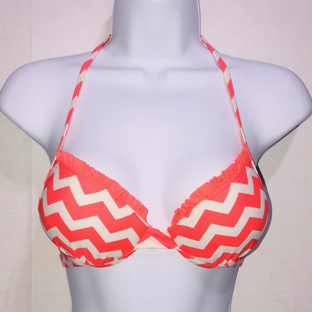 Arizona Halter Bikini Top Chevron Orange/White S